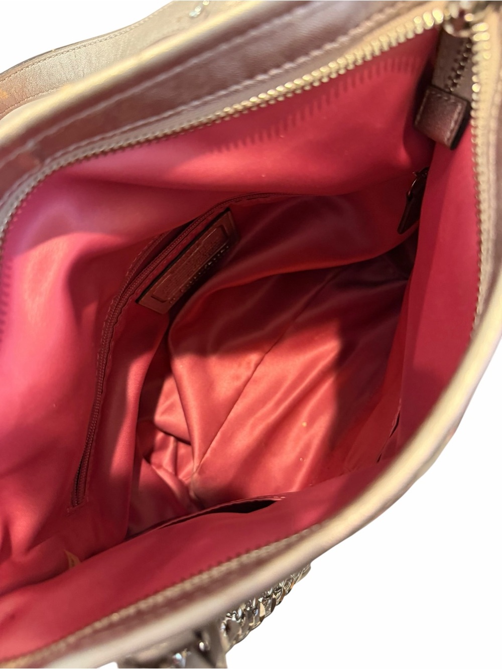 Coach Pink Metallic Outline Signature Mia Tote Daisy + Strap & Chains - Picture 4 of 10